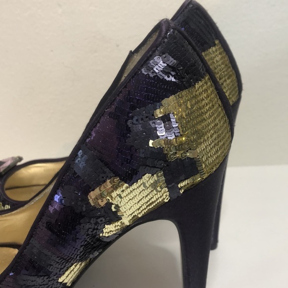 Nina New York multi colored purple sequin open toe heels size 10m - Picture 5 of 10